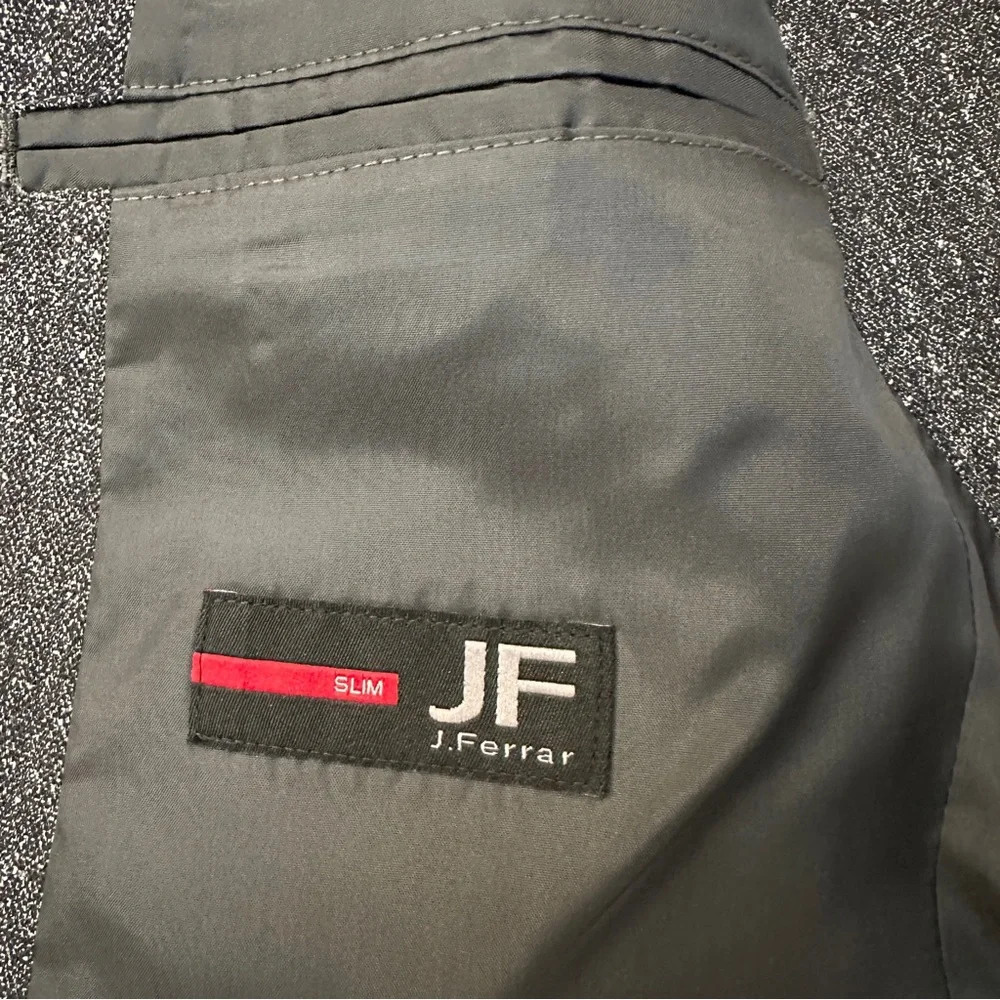 JF J. Ferrar Slim Fit Sport Coat Suit Blazer Mens Size 38/40 Reg Black Text